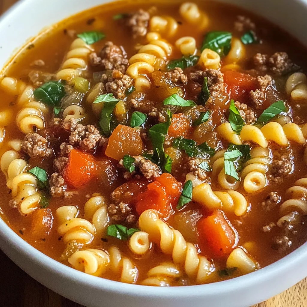 Homemade Ground Beef Pasta Soup
