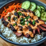 Irresistibly Easy Korean BBQ Steak Rice Bowls with Spicy Cream Sauce