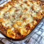 Cheesy Baked Tortellini Casserole With Meat Sauce