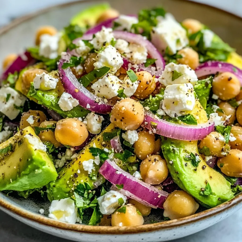 Chickpea Feta Avocado Salad