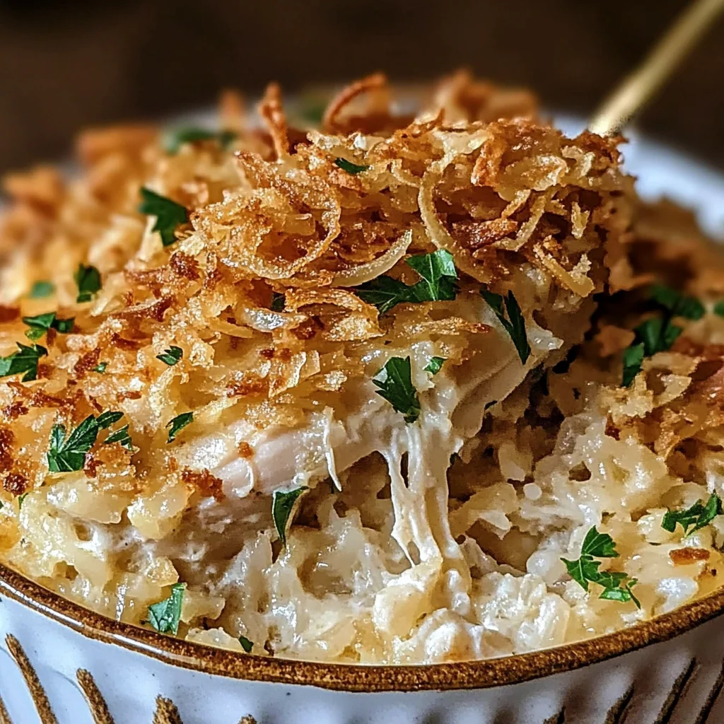 French Onion Chicken Rice Bake