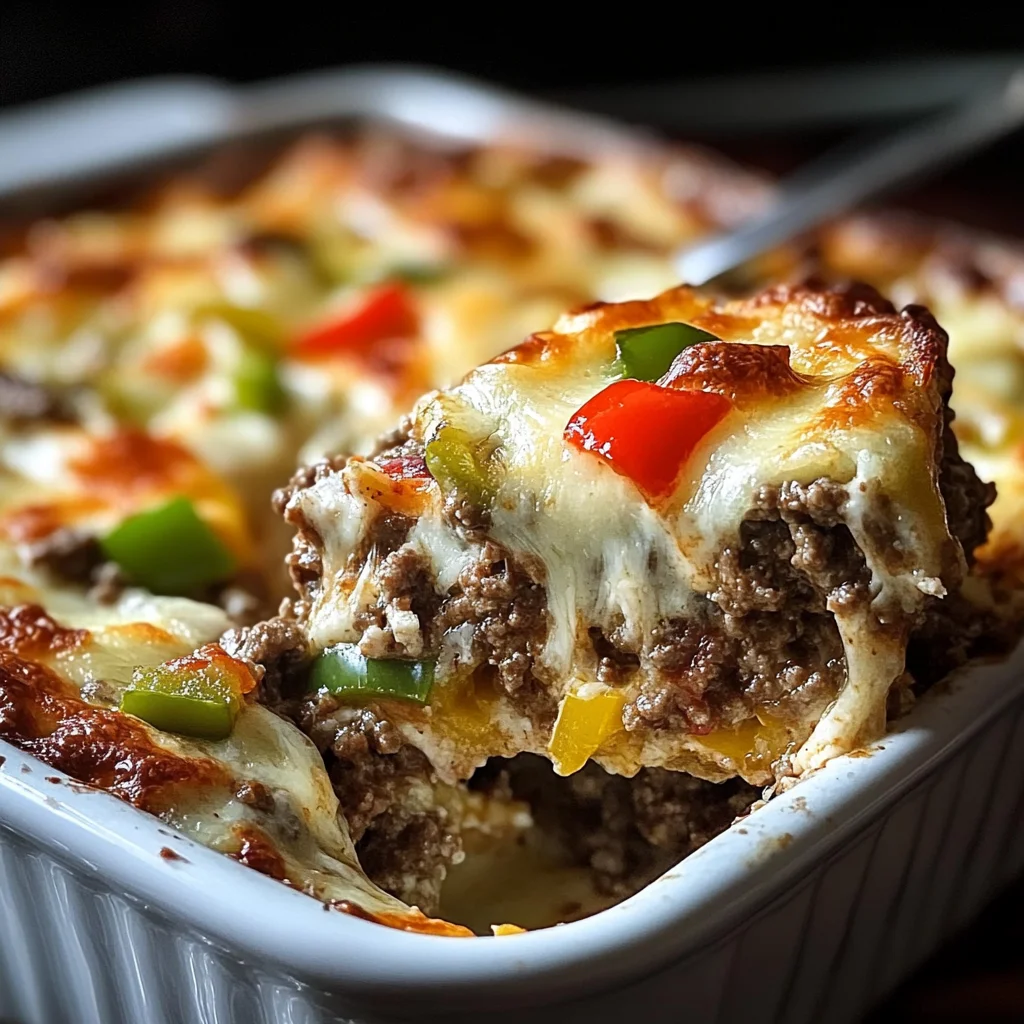 Low Carb Philly Cheesesteak Casserole
