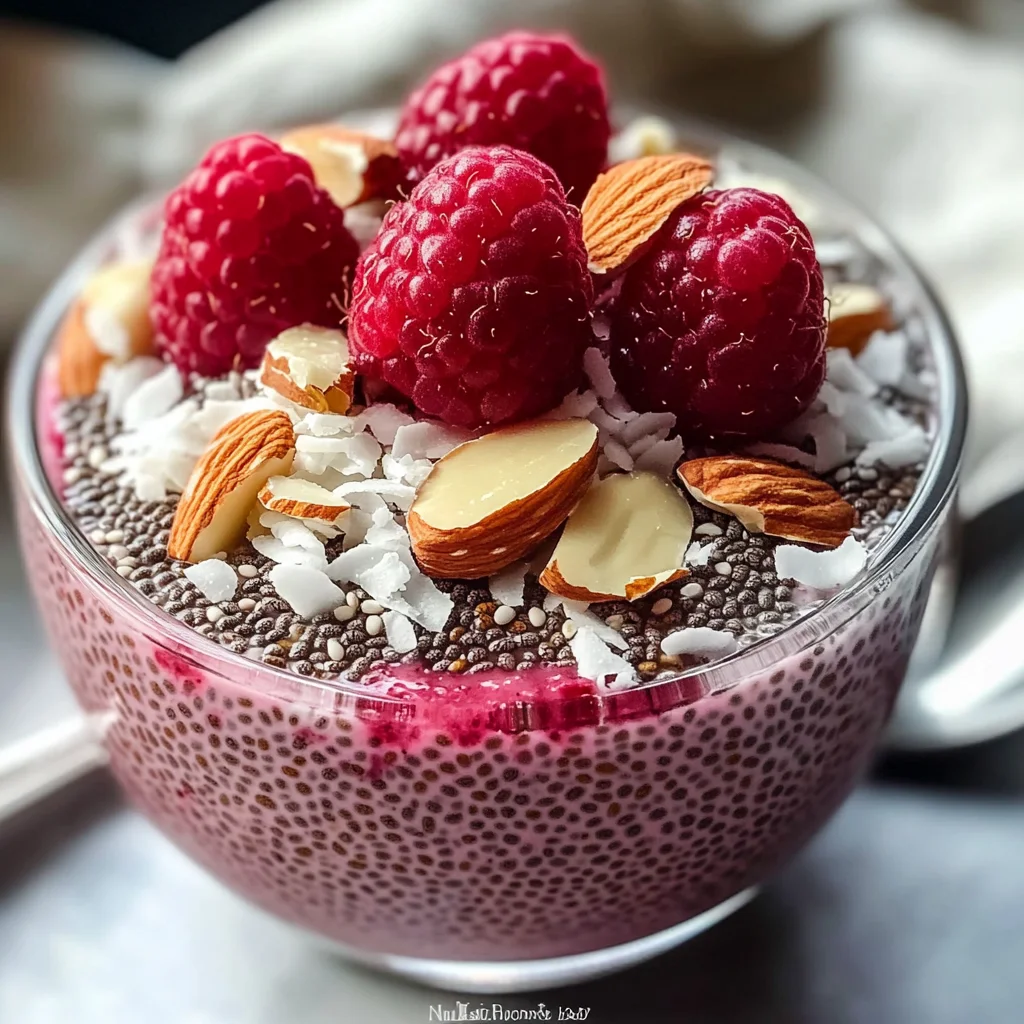 Raspberry Chia Pudding Sweetened with Maple Syrup