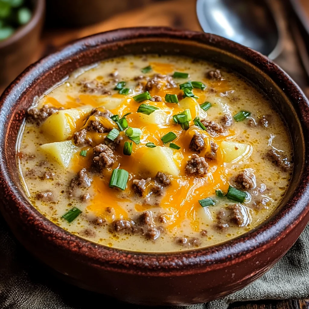 Cheesy Beef And Potato Soup