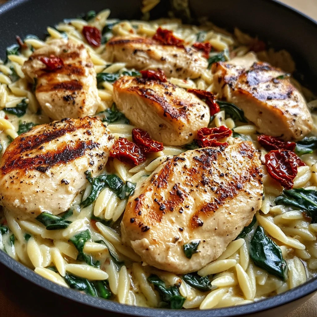 Creamy Chicken Spinach Orzo