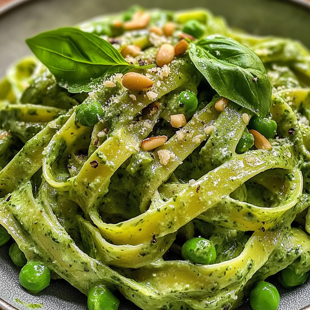Green Goddess Fettuccine With Creamy Spinach Sauce, Asparagus, and Peas