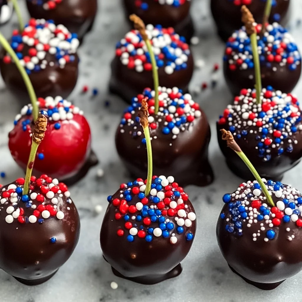 Patriotic Chocolate-Dipped Cherry Bombs