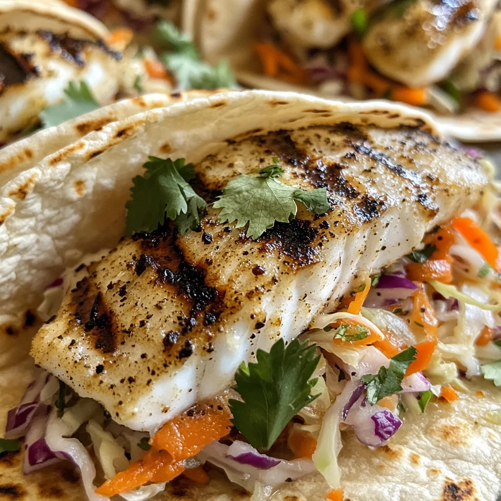 Quick Grilled Fish Tacos with Cabbage Slaw