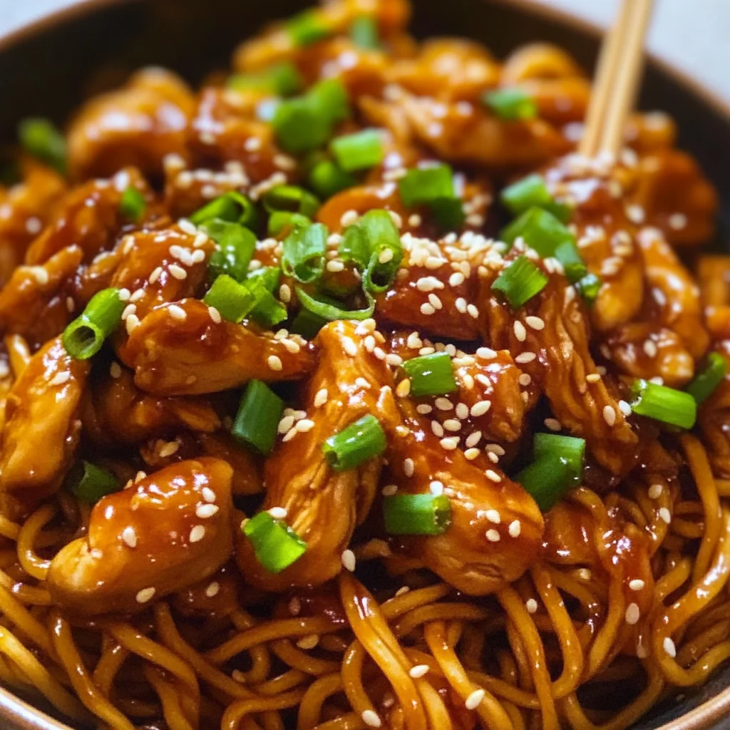 Sticky Garlic Chicken Noodles Recipe