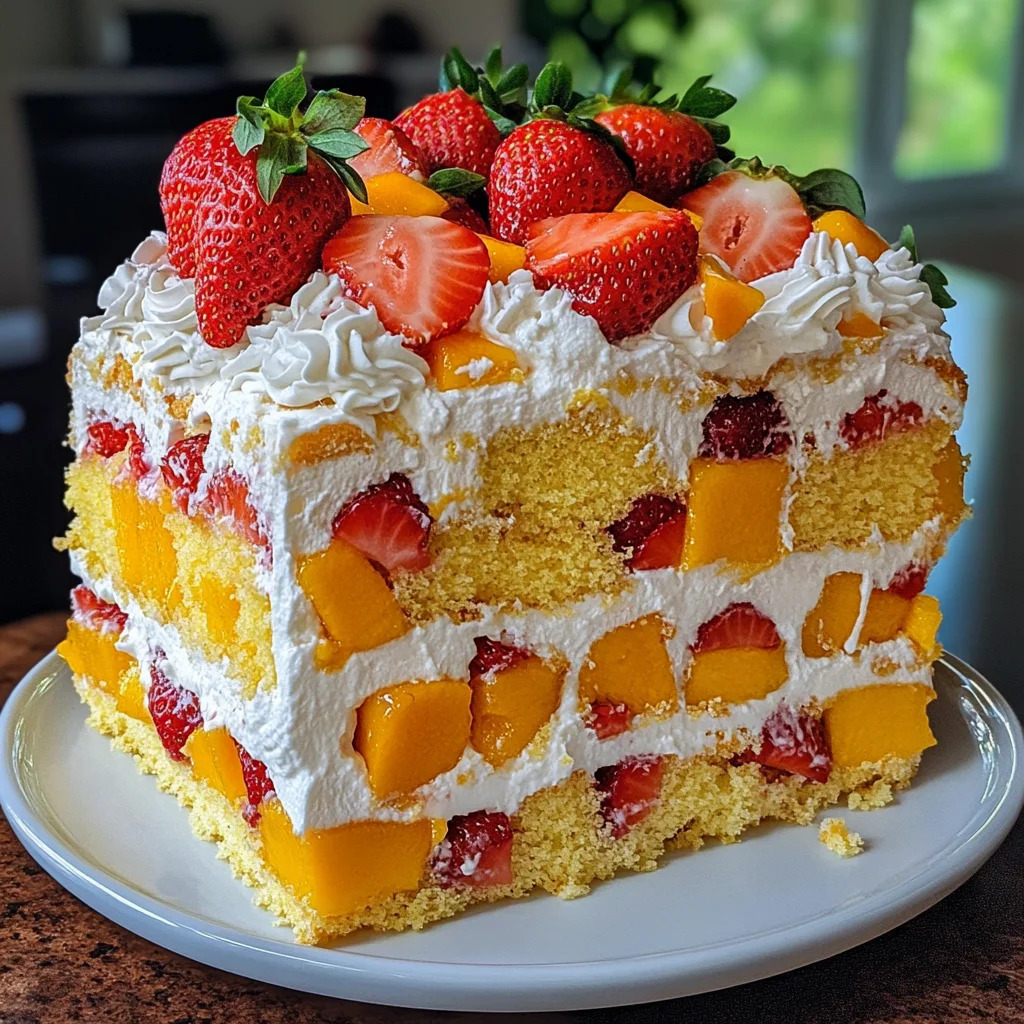 Strawberry Mango Split Cake
